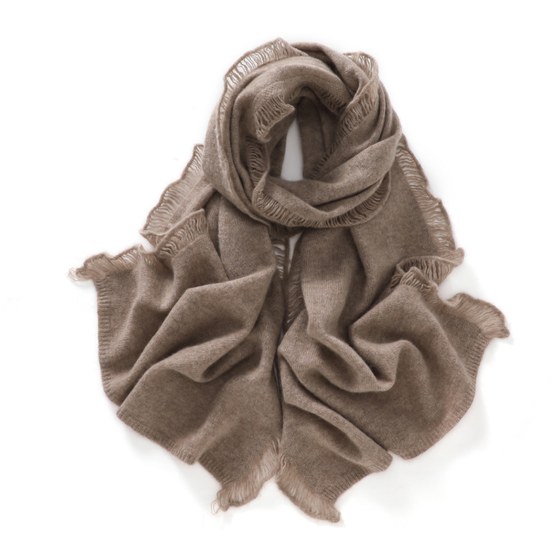 K524 Cashmere scarf for women autumn and winter Korean style tassel solid color versatile warm neck scarf wool knitted large shawl