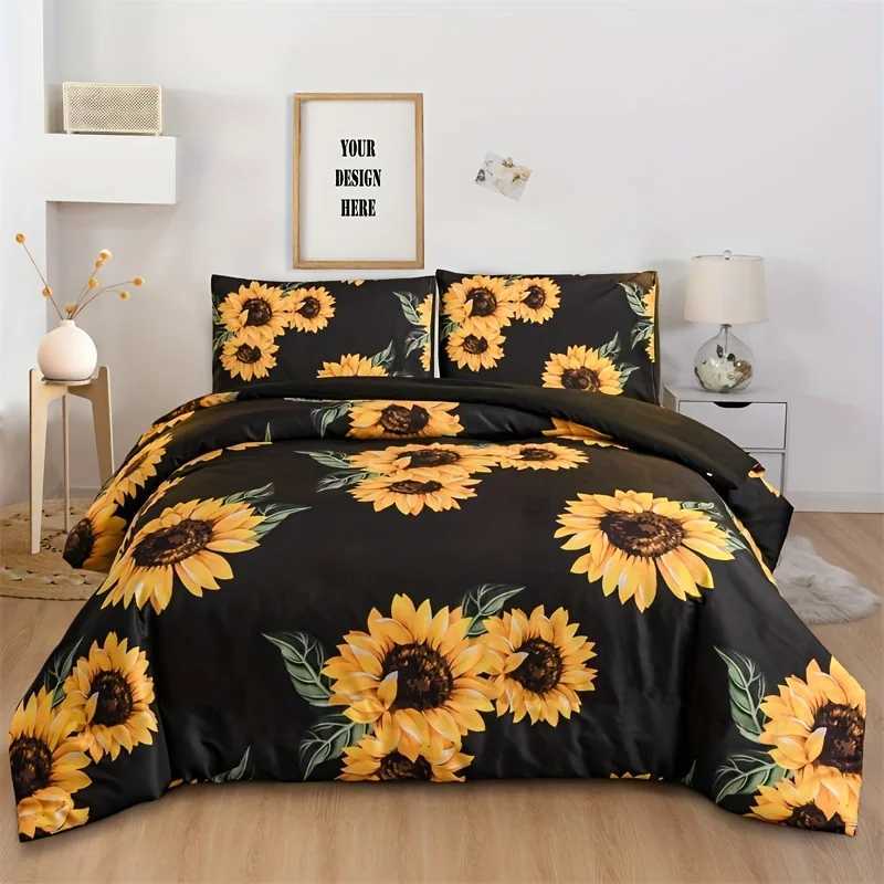 Christmas 3D floral Duvet Cover Size for Women Yellow Flowers Bedding Set Sunflower Pattern Decor 1 Duvet Cover 2 Pillowcases Y251126