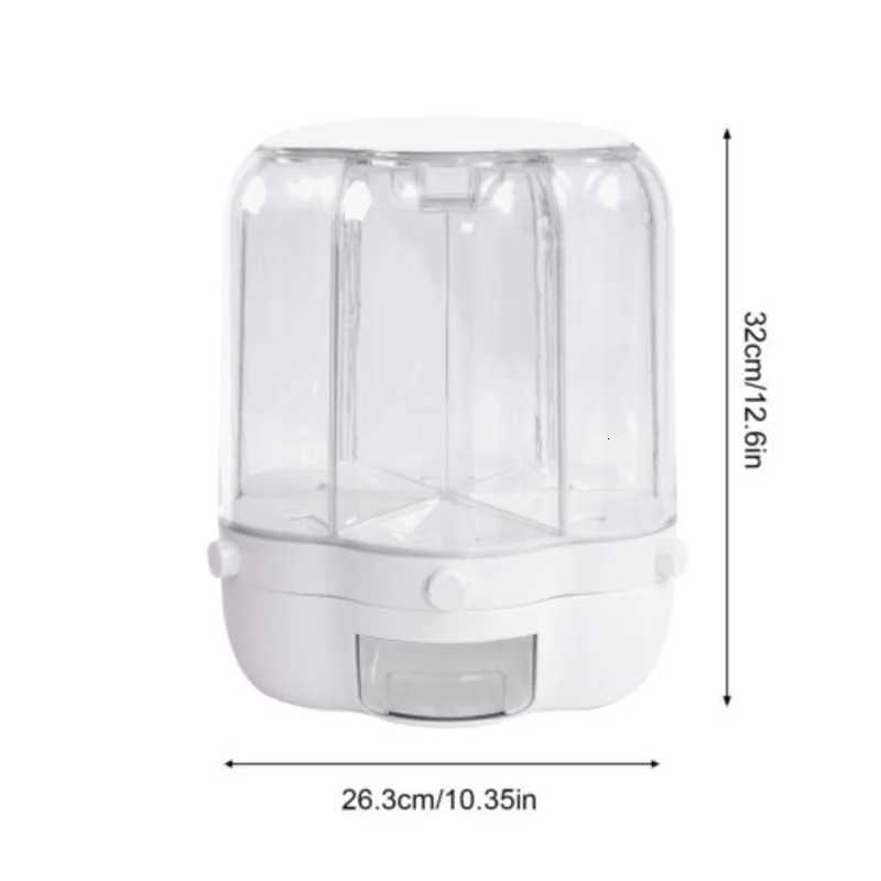 Rotating Food Storage Containers Rice Distributor Transparent Large Capacity Beans Grain Container With Lid Y251126