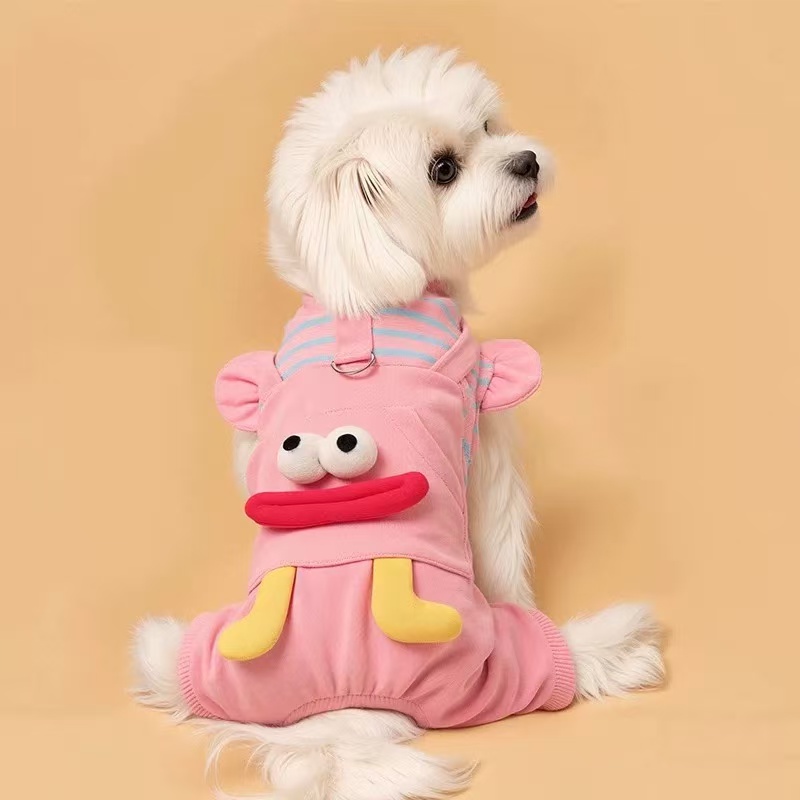 T00068Dog clothes spring and summer 2025 new with traction buckle pet Bichon Teddy small dog four seasons universal overalls