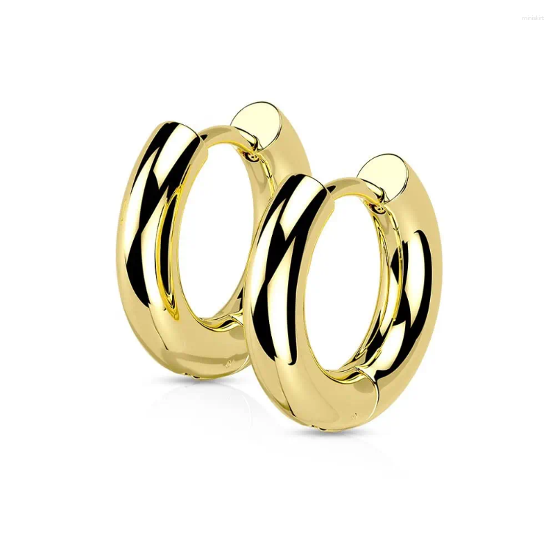 Hoop Earrings 316L Stainless Steel 5mm Thick Round Hinged For Men Women Simple Hip Hop Rock Punk Chic Jewelry Chunky