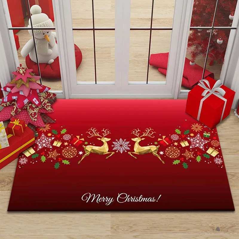 Christmas Element Print Doormat Non-Slip Entrance Rug Merry Christmas for Home Decor Living Room Doorway Indoor and Outdoor UseM251126