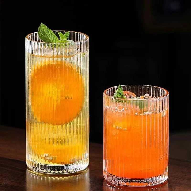 250ml/360ml Glass Vertical Striped Cups Coffee Latte Juice Cup Milk Glasses Beverage Cup Household Water Cups Female Drinkware C251126