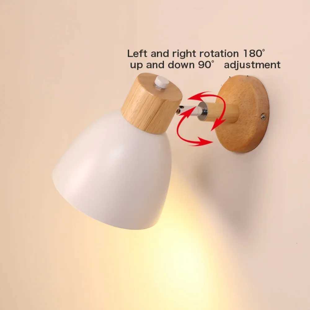 1pcs Wooden Nordic Wall Lamp with Modern Wall Sconce for Bedroom Living Room Home Lighting Steering Head E27 Lamp for Bedroom M251126