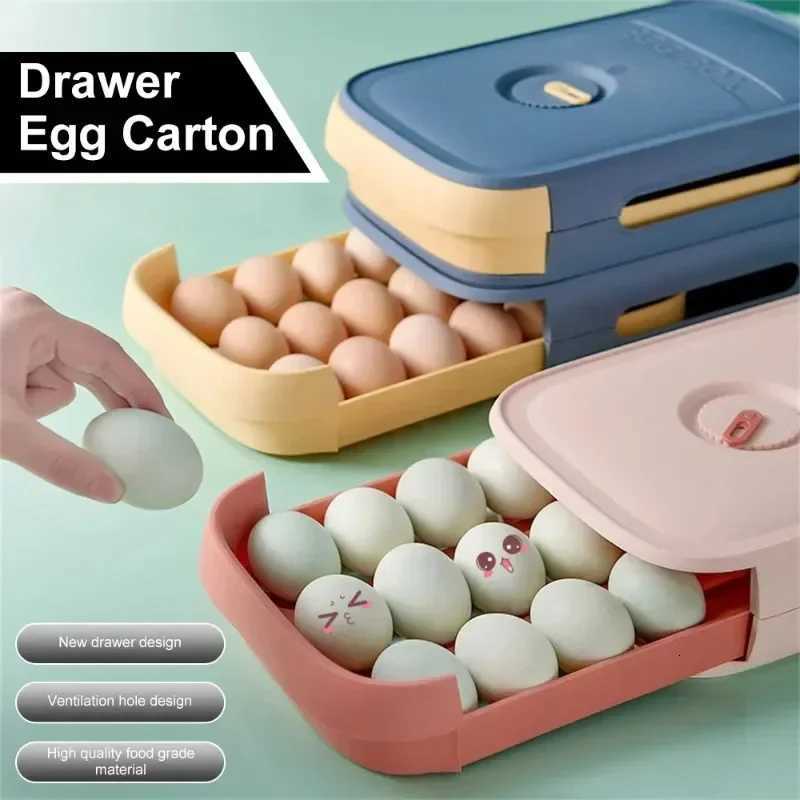 Stackable Automatic Rolling Egg Holder - Drawer Refrigerator Egg Storage Box Space-Saving Kitchen Organizer Container for Eggs Y251126