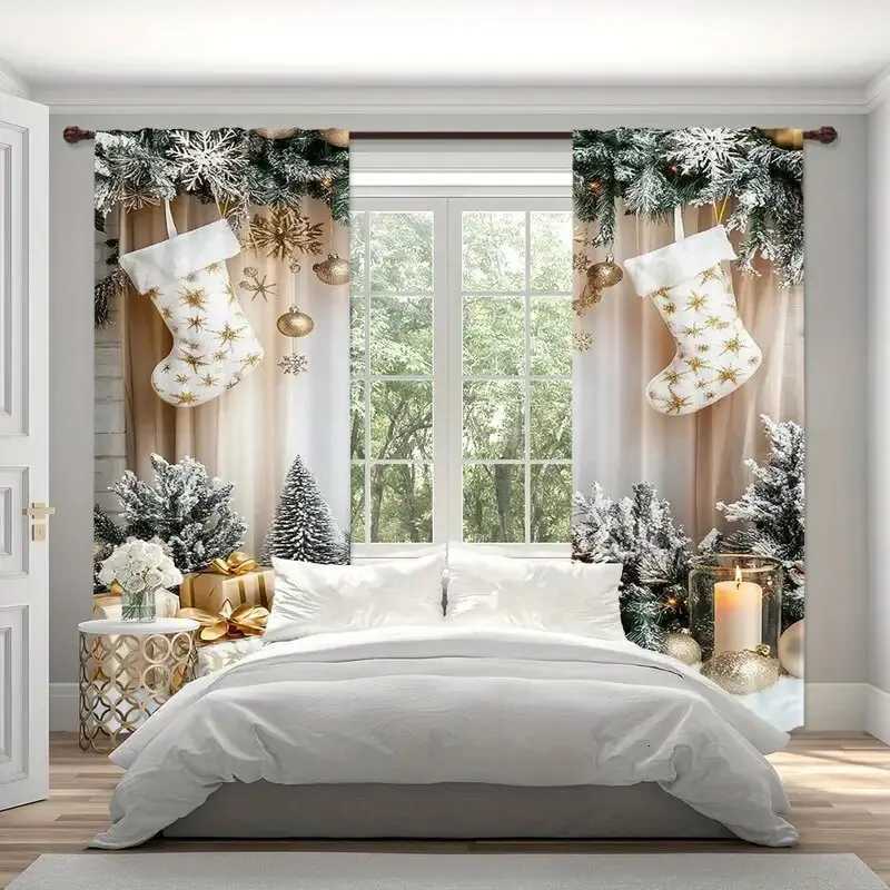 Curtain Christmas Christmas gift printed curtains Christmas decorations bedroom and living room home decoration room decoration Y251126