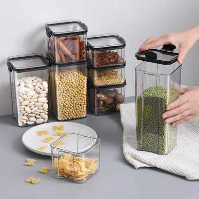 Sealed plastic food storage box cereal candy Dried jars with lid fridge storageTank containers household items kitchen organizer Y251126