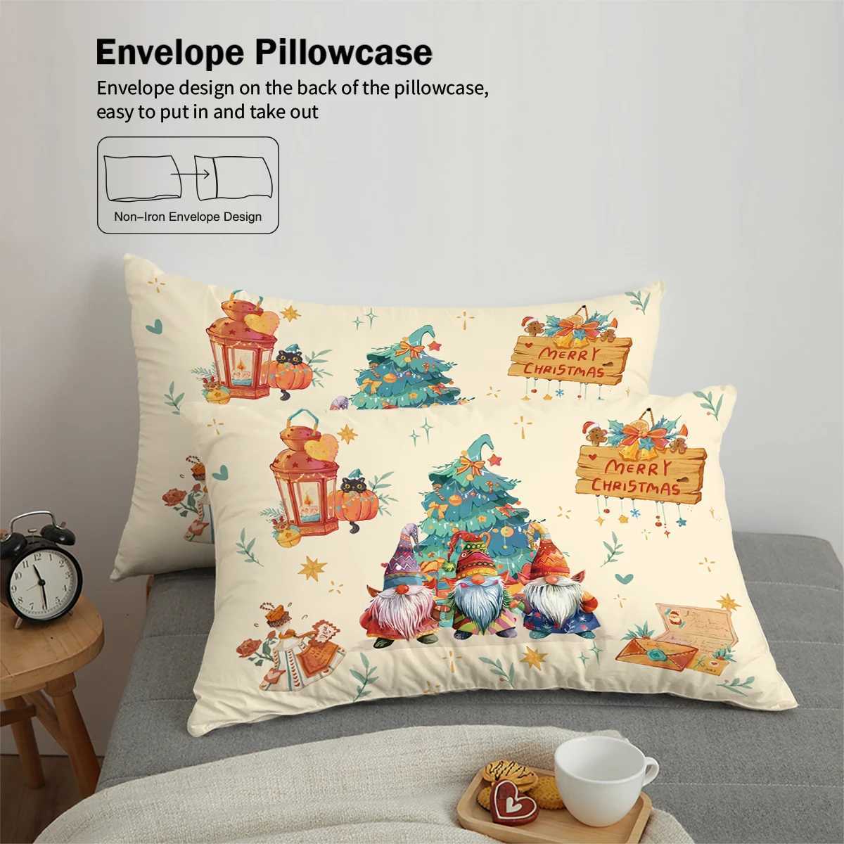 Christmas 3pcs Merry Christmas Print Coreless Bedding Set Soft and Comfortable Multi Size Bedrooms Dormitory Duvet Cover Machine Washable Y251126