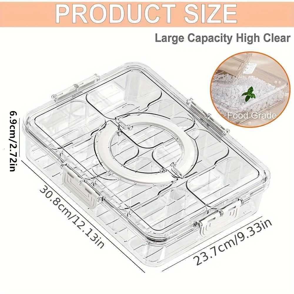 Veggie Tray with Lid and Handle Divided Serving Tray Snack Spinner Portable Snackle Boxs for Candy Fruits Nuts Clear Fridge Y251126
