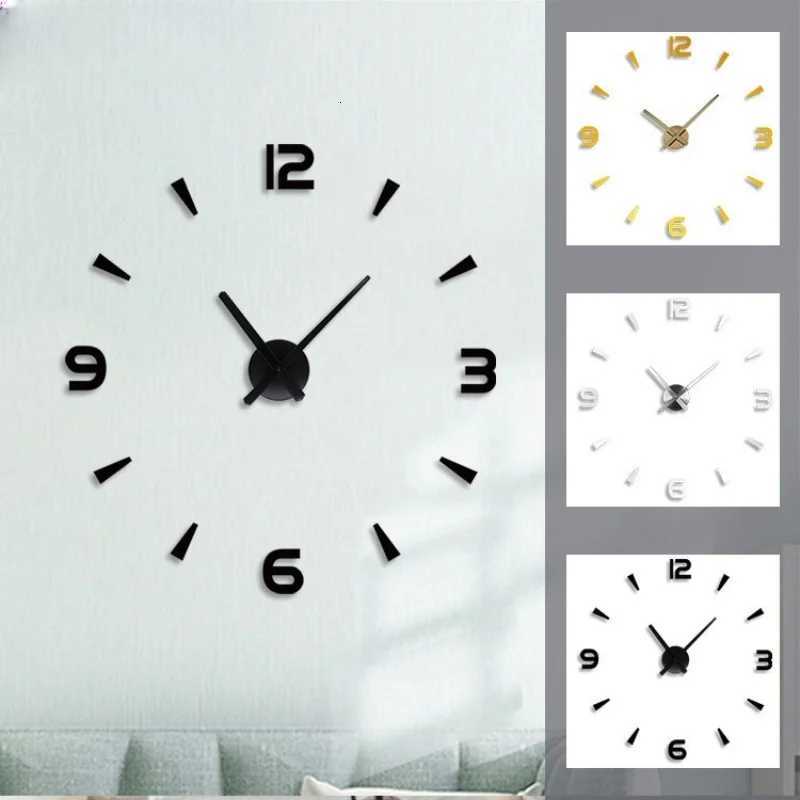 NEW Modern Design Large Wall Clock 3D DIY Quartz Clocks Fashion Watches Acrylic Mirror Stickers Living Room Home Decor Horloge C251126