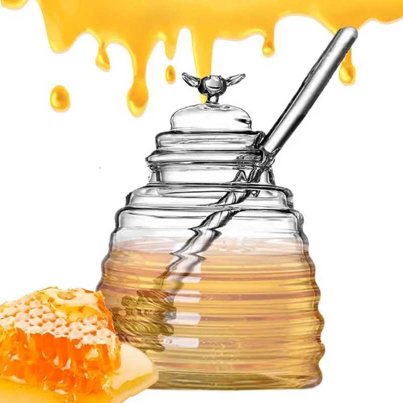 Glass Honeycomb Tank Kitchen Tools Honey Storage Container with Dipper and Lid Honey Bottle for Wedding Party Kitchen Home Y251126