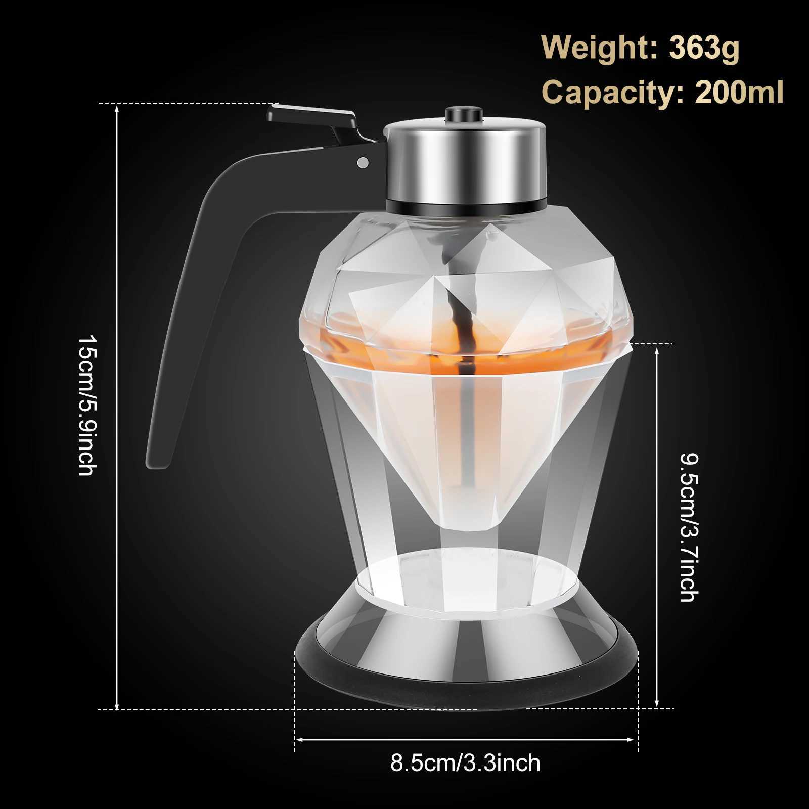 200ML Diamond Shaped Glass Honey Dispenser with Stand Large Capacity Oil Dispenser Multi-functional Oil Bottle Vinegar and Sauce Y251126