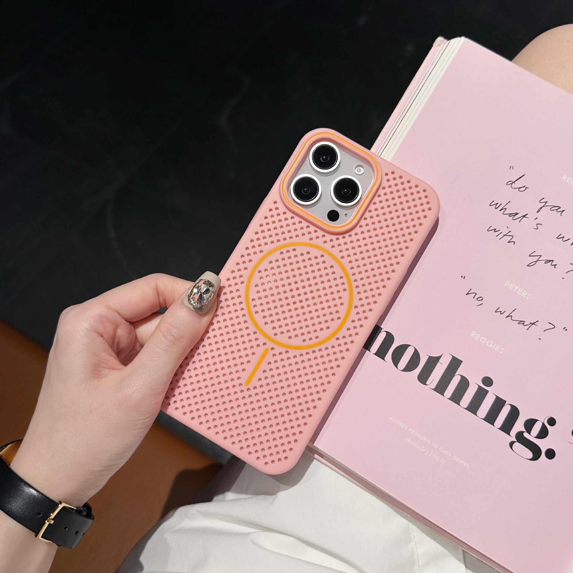 Suitable for iPhone 17 Pro Max Thin Ring Magnetic Phone Case Apple 16 Skin Feel 15 Ultra-thin Breathable Heat Dissipation Mesh Protective Case