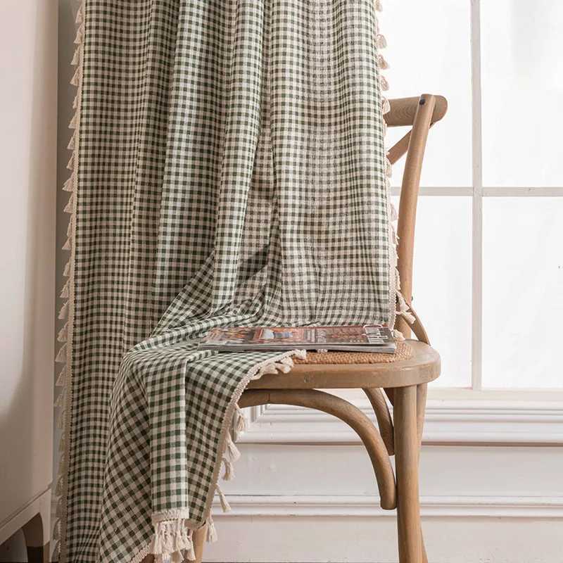 Curtain Christmas 1Pc Buffalo Check Plaid Curtains Farmhouse Kitchen Valance Decoration for Living Room Bedroom Rod Pocket Blackout Windows Drapes Y25