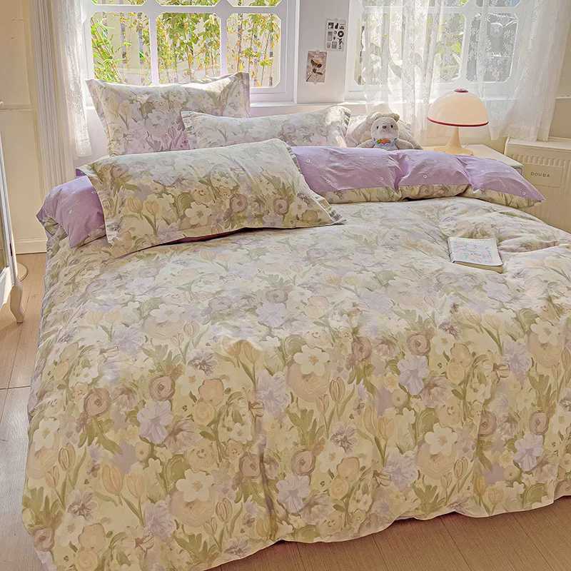 Christmas Pastel Fresh Floral Super Soft 100 Cotton Bedding Set 3Pcs-1 Duvet Cover 2 PillowcasesSkin-friendly ComfortableQuilt Cover Y251126
