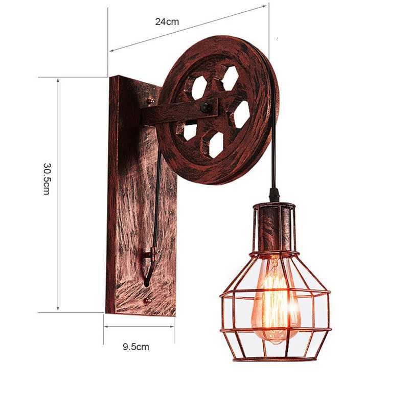 Vintage WallLamps led lamp wall sconces Retro Wall Light fixtures Lifting Pulley bedroom lamp American Industrial mirror light M251126