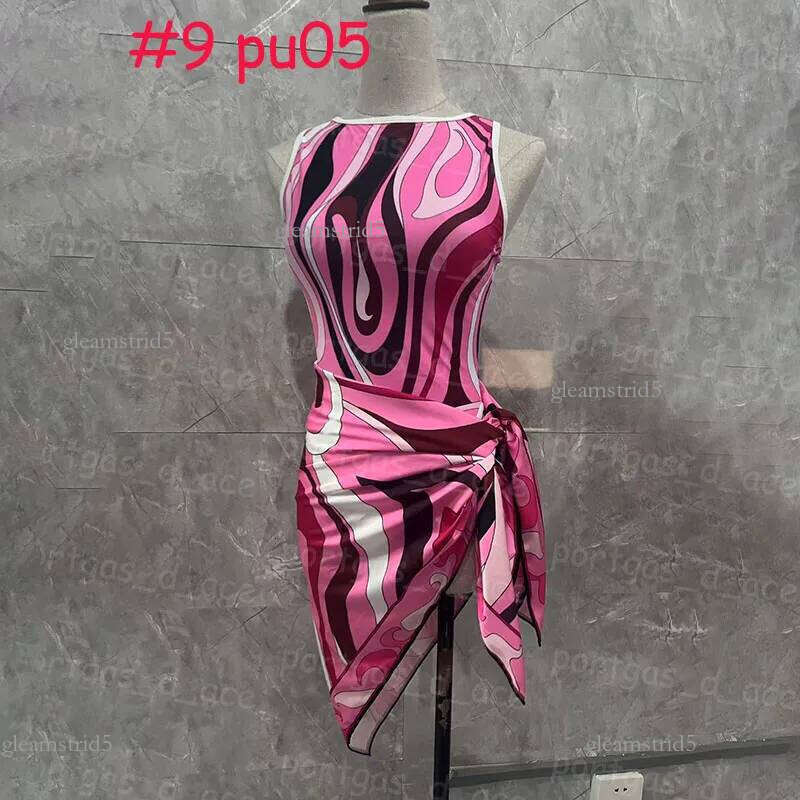 Pucci Bathing Fissure Luxury Femmes Sweetwear Scarf jupe Bandage de bande Bikini Bikini en une pièce Bodage de nat