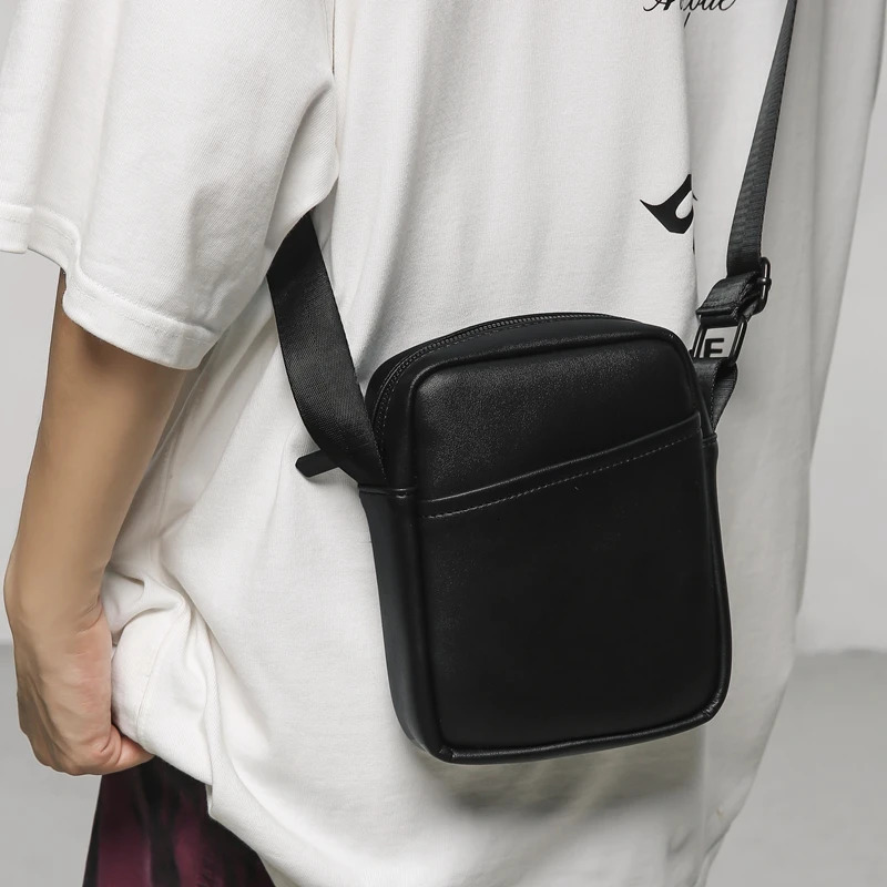 Minimalist Mens Shoulder Bag Fashion Portable Male Small Crossbody Bags Soft PU Leather Messenger Bag for Men Leisure Phone Bag 250425