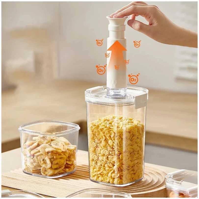 Vacuum Sealed Tank Coffee Beans Vacuum Jar Kitchen Cereals Storage Box Airtight Container Moisture-Proof Sealed Canister for Tea Y251126