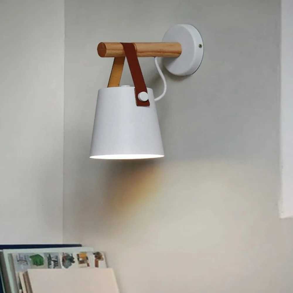 Nordic MetalWood Wall Lights Bedroom Beside LED Lights Black White Modern E26/E27 Wall Lamps LED Restaurant Bar Lighting M251126