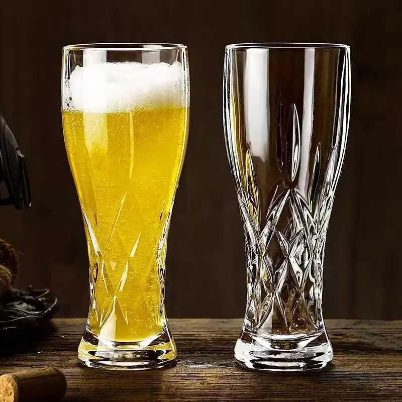 330ml/500ml Creative Carved Beer Mugs High-end Home Glass Cups Thickened Large-capacity Craft Cups Draft Beer Cups Wine Glass C251126
