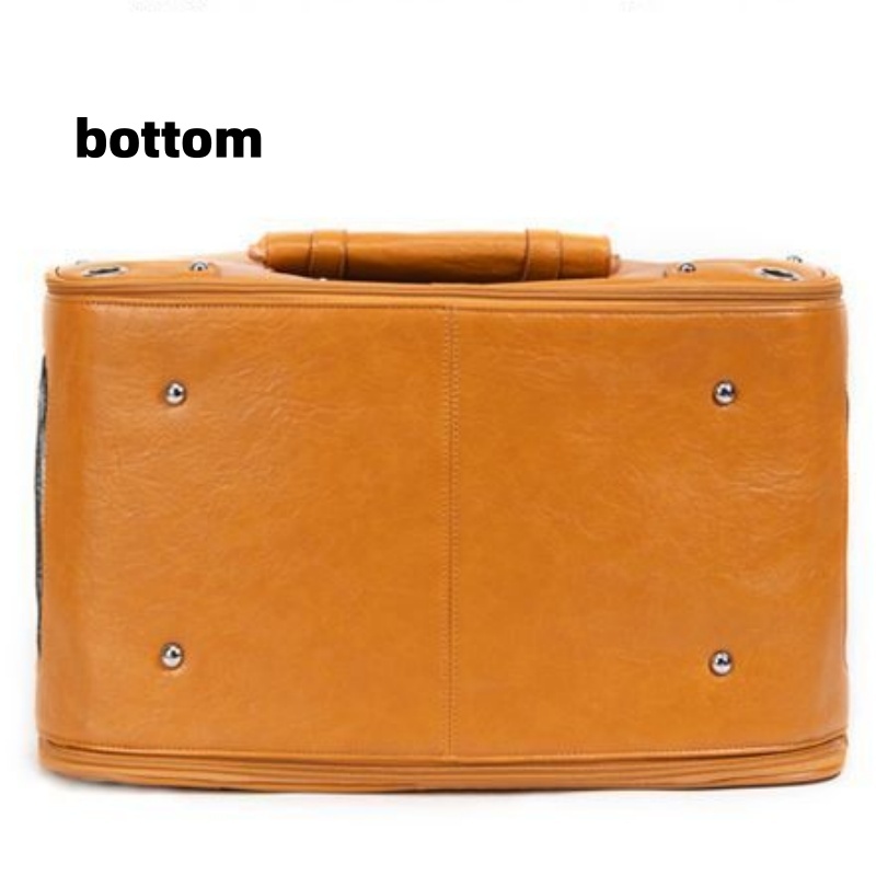 Fashionable Pet Carrier Bag with Multi-Sided Ventilation, High-End PU Outdoor Pet Travel Bag, Portable Pet Tote, Dual-Color Stylish Pet Handbag for Ca