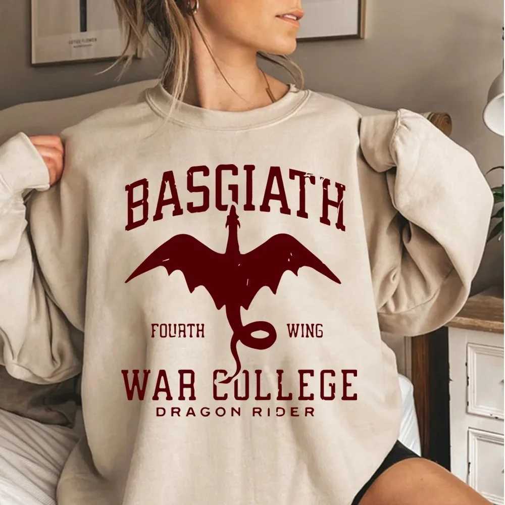 Vintage Fourth Wing Hoodie Sweatshirt Women Graphic Basgiath War College Hooded Sweatshirt K Pop Clothes Hoodies Women J251136