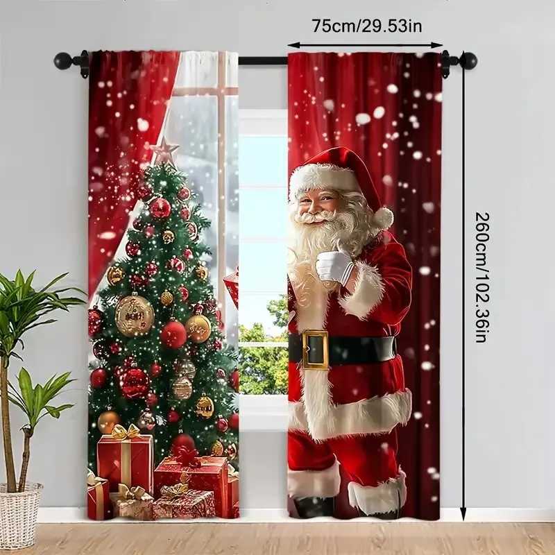 Curtain Christmas Santa Claus Christmas Tree - Pole bag curtains bedroom and living room decoration home decoration Christmas decoration Y251126