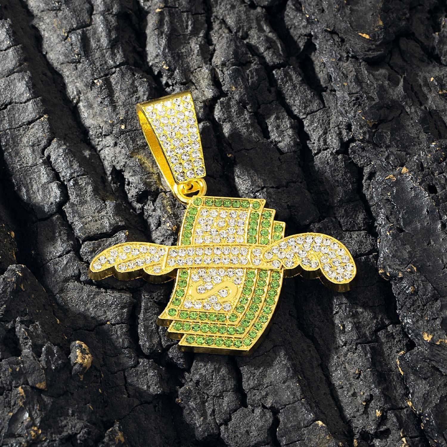 American Flying Wings Dollar Diamond Engraved Alloy Hip-Hop Pendant Necklace Beard Clip Cuban Chain Jewelry X250224