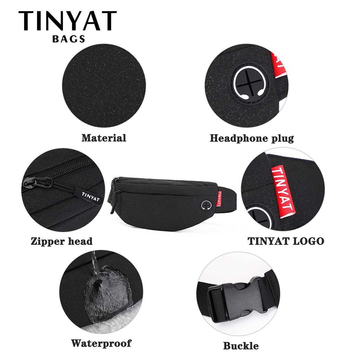 TINYAT Men Waist Bag Pack Purse Casual Large Phone Belt Bag Pouch Womens Travel Phone Bag Fanny Banana Bag Hip PocketsT251126