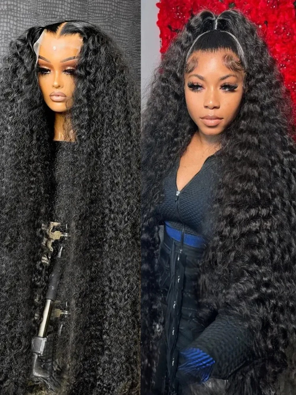 Burmese Kinky Curly Hair Wig Transparent Lace Frontal Brazilian Human Natural Hair Wigs 40 Inch 13x6 HD Glueless Wig Human Hair Ready To Wear