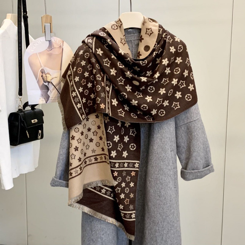 New design Autumn and Winter Double-sided faux cashmere warm scarf for women New Stylish Short beard shawl Long Professional high-end Versatile scarf 