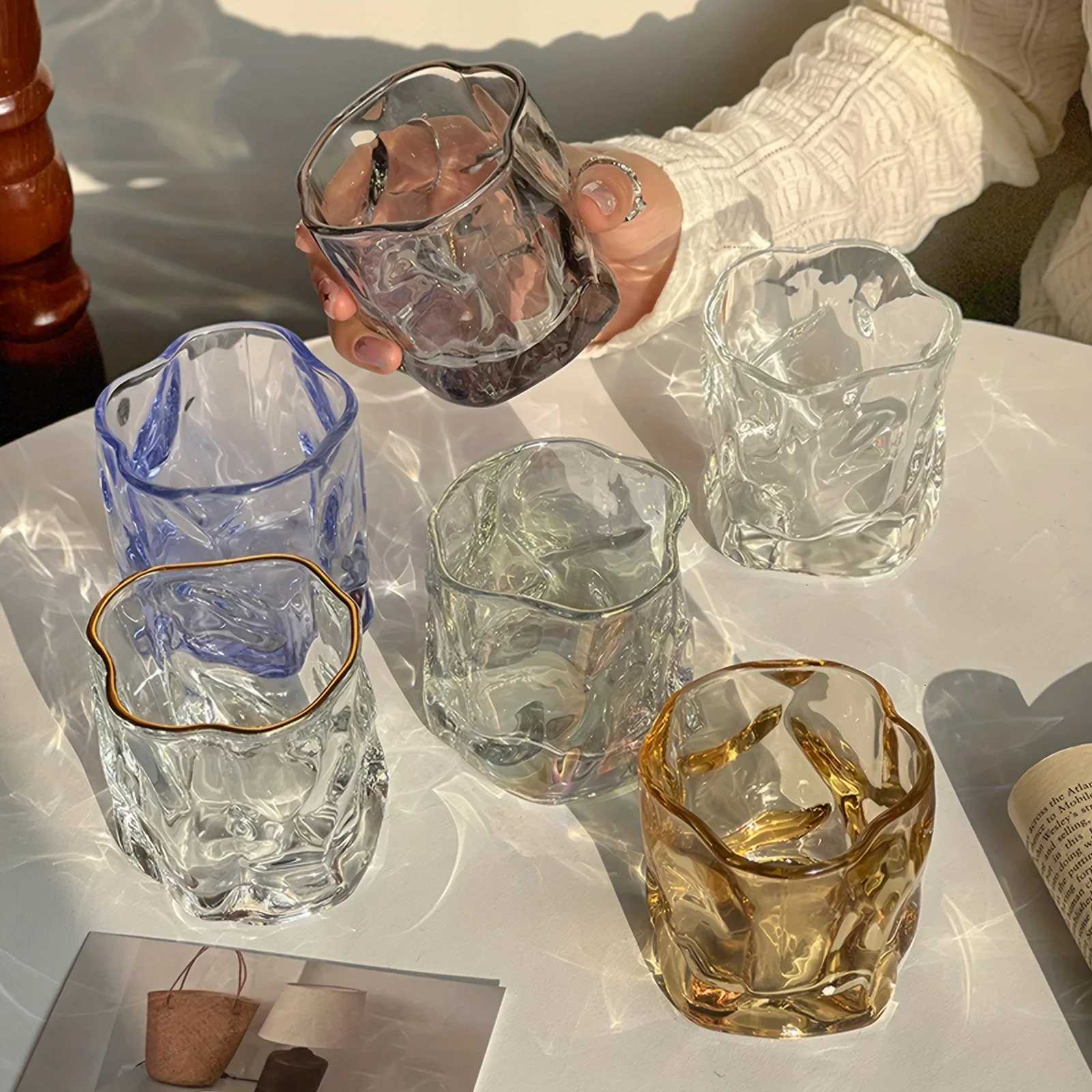 Unique Whisky Glass Irregular Transparent Glass Wine Cup Drinking Glasses for Home Summer Beverage Cup Kitchenware C251126