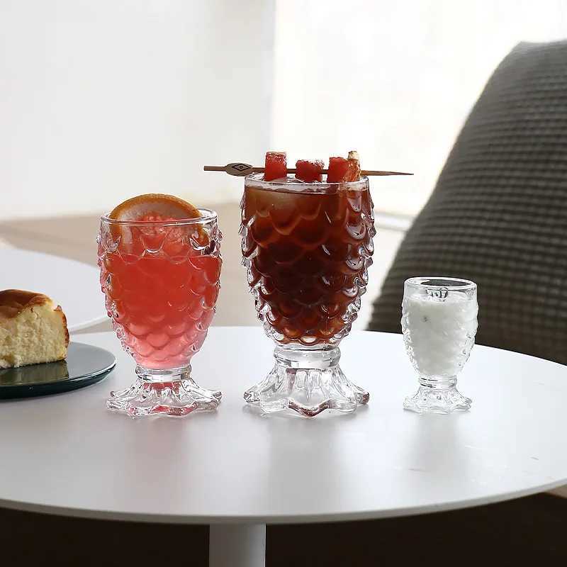 Mermaid Glass Cup with Fish Scale Pattern Glass Cup Household High Footed Transparent Wine Glass Cute Heat-resistant Juice Mugs C251126