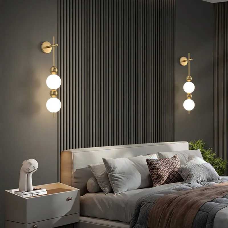 New Design LED Wall Lamp White Acrylic Ball Gold Metal wall Lights For Bedrooom Parlor Aisle Corridor Lighting Fixtures Sconce M251126