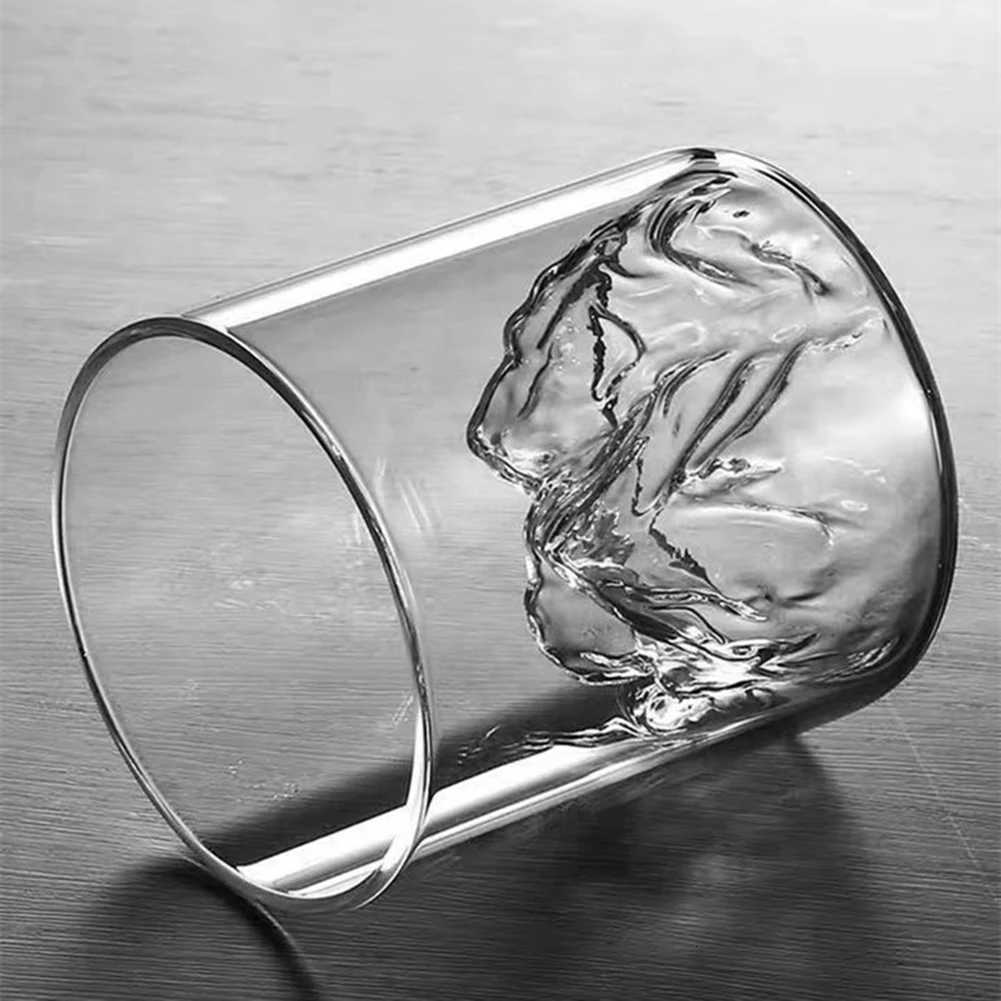 Creative Iceberg Design Whiskey GlassHigh Borosilicate Glass Transparent Wine Glass for BarMultipurpose Retro Water Cups C251126