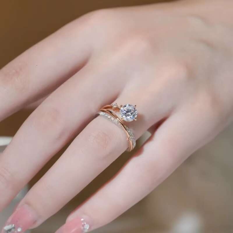 Luxury 0.5 1ct VVS Ice Cut Diamond Engagement Moissanite Rings Star Moon S925 Silver for Women Wedding Jewelry