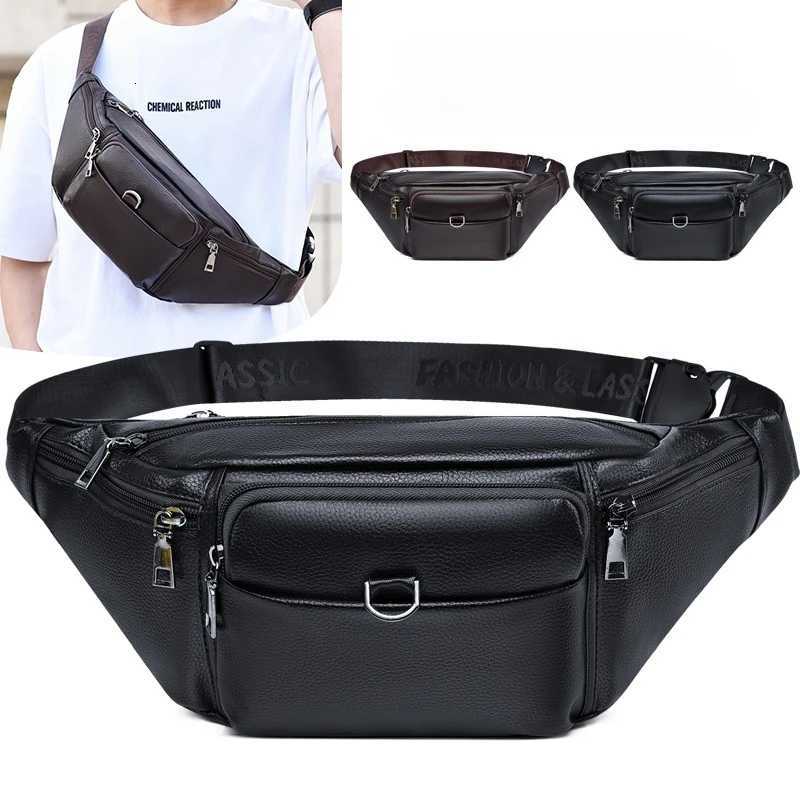 Mens Leather Waist Bag - Retro Fanny Pack Sling Chest Bum Bag Crossbody Hip Belt Casual Fashion Durable StylishT251126