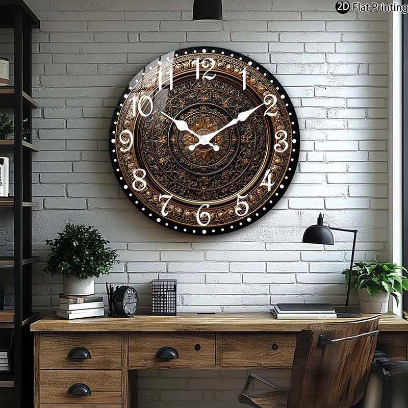 Wooden Silent Wall Clock nate gold wall clock intricate patterns Quartz Analog Clock FarmhouseOffice Idea Christmas Halloween C251126