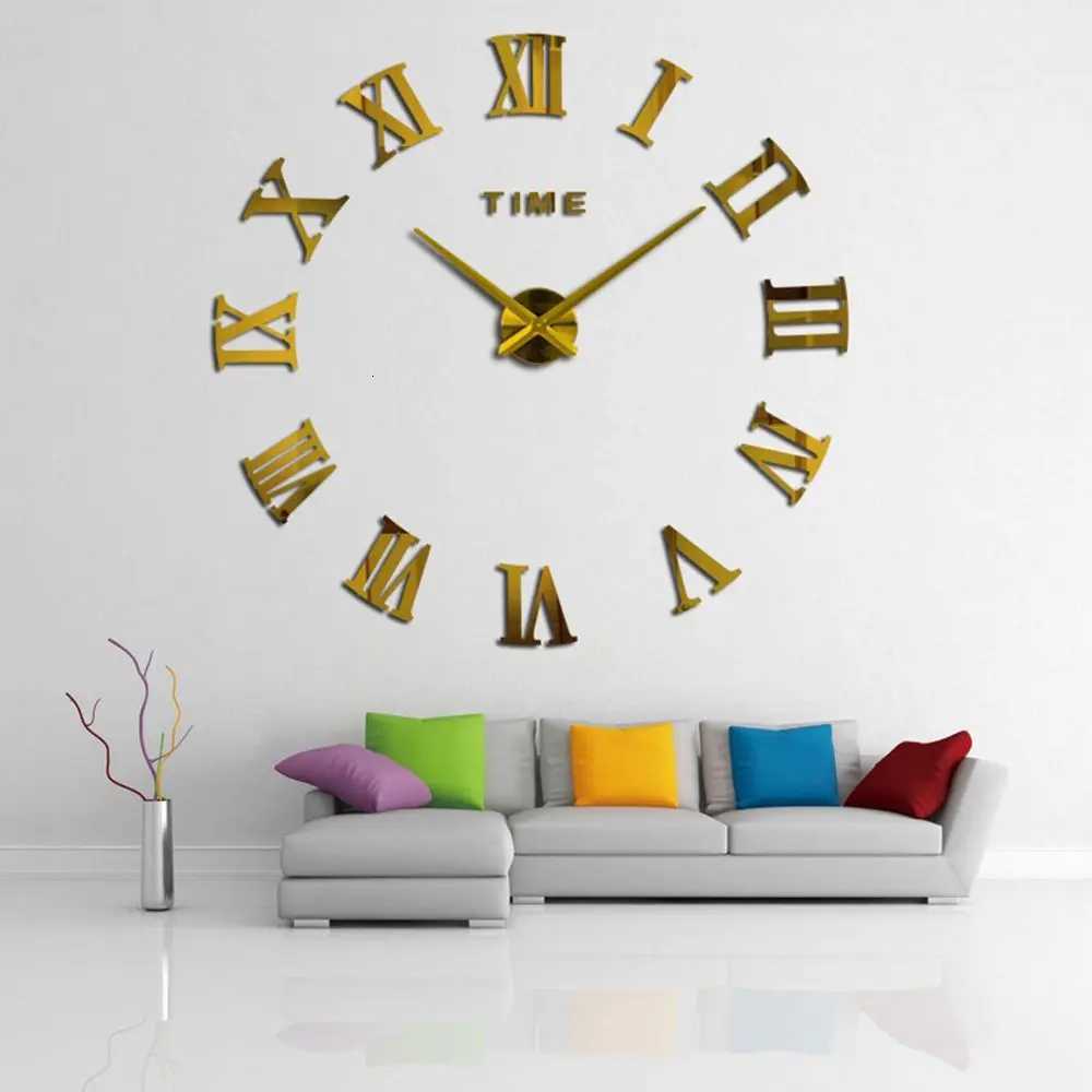 3D Large Roman Numerals Mirror Surface Acrylic Wall Sticker Wall Clock Home Office DIY Nordic Style Art Decor C251126