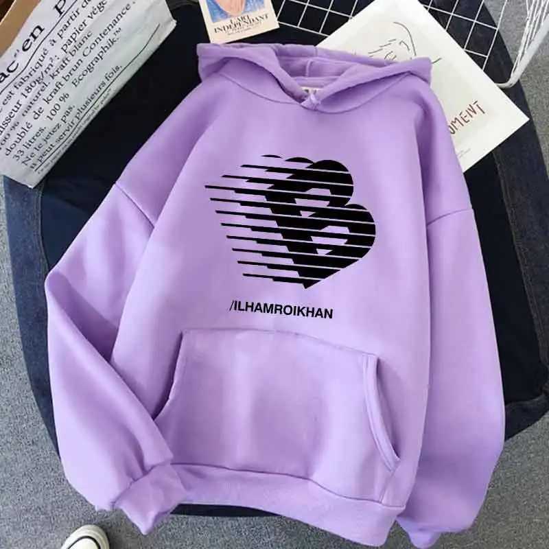 Street Fashion Casual Hoodie for Womens Polyester Knit Fabric Long Sleeve Regular Fit Hooded Pullover with Slight Stretch J251136