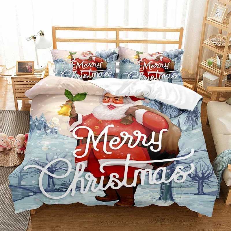 Christmas 3Pc Duvet Cover Christmas Series Snowman Red Hat Gift Print Festive Bedding Set for Kids and Adults Single Double Queen 220x240 Y251126