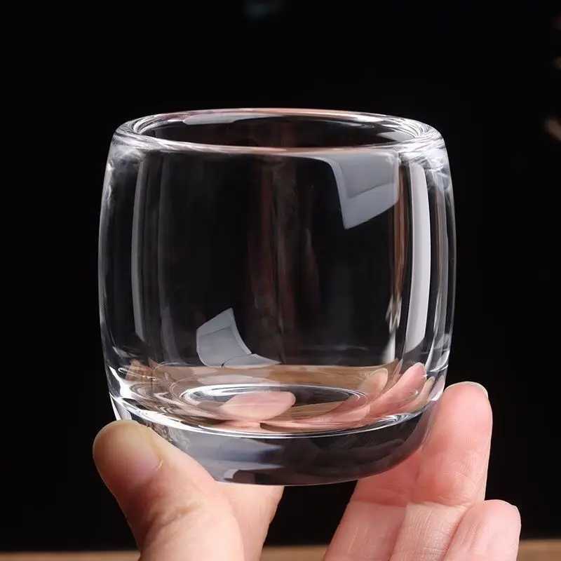 80ml Crystal Glass Tea Cup Thickened Wine Cup Transparent Master Cup Wholesale Cups Single Tea Set Glass Cups Gifts for Wedding C251126