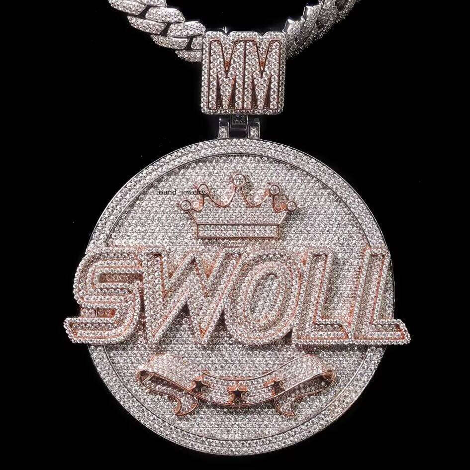 Sterling Sier VVS Letter Rapper Men's Iced Out Hip Hop Jewelry Moissanite Pendant Charm