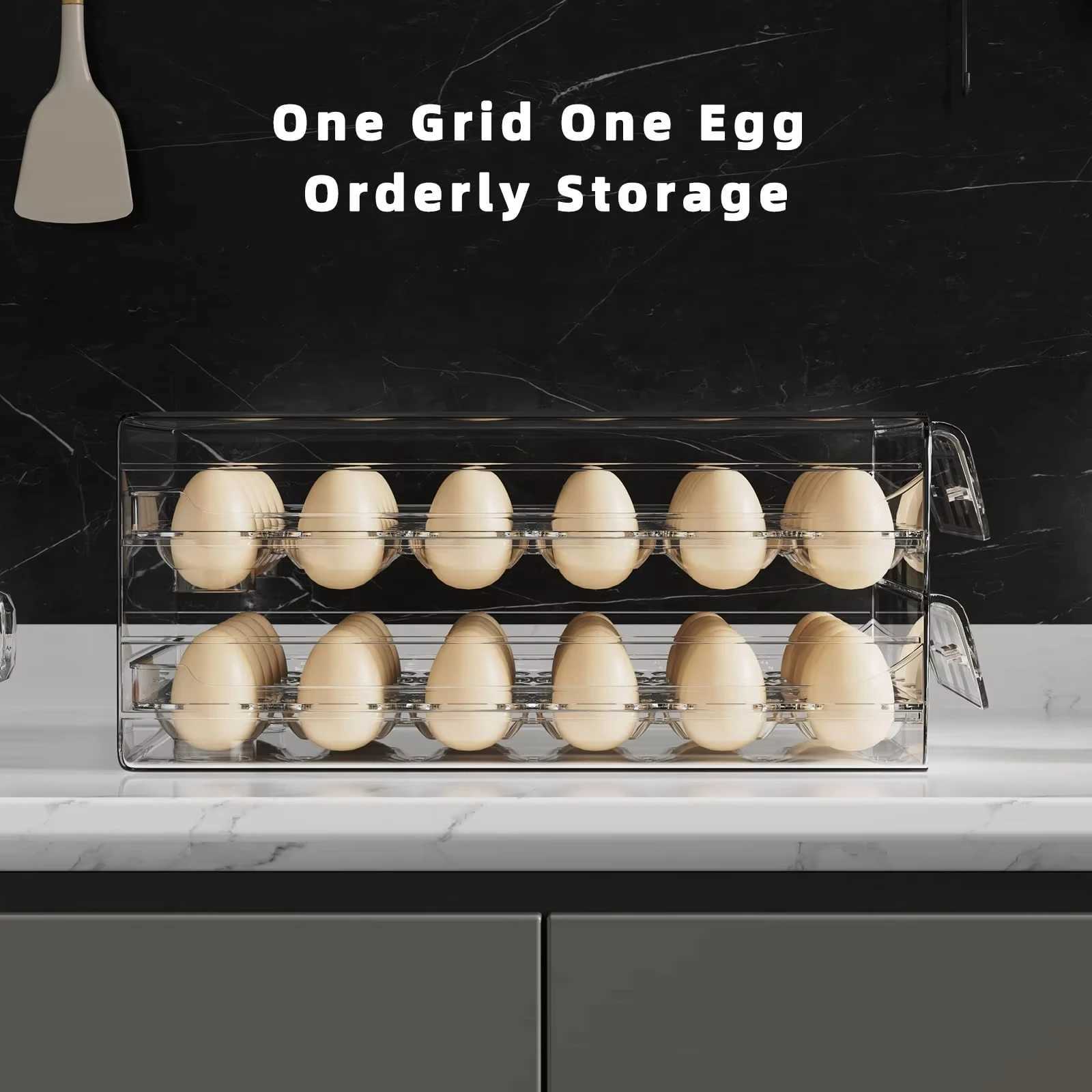 Clear 60 Egg Container for Refrigerator Egg Holder for FridgeStackable Egg Storage Container Egg Fresh Storage Box Tray Y251126
