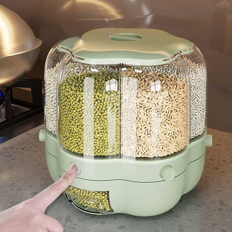 Rotating Insect-proof Cereal Dispenser Sealed Grain Organizer for Cereal ification Large Food Storage Box Kitchen Organizer Y251126