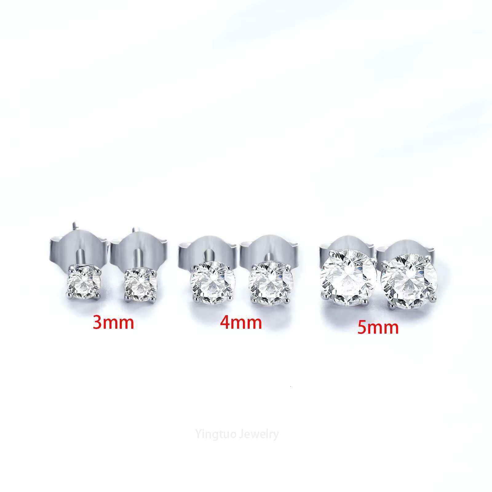 Factory Price Jewelry Sier Stud Four Claws S 3mm/4mm/5mm Ladies Moissanite Earrings