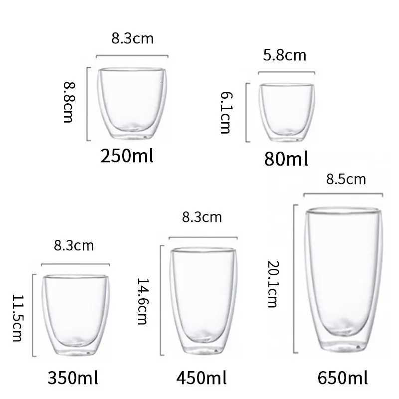 Heat-Resistant Double Wall Glass Cup Milk Whiskey Tea Beer Transparent Beer Espresso Coffee Cup Drinkware Cups Drinking Glasses C251126