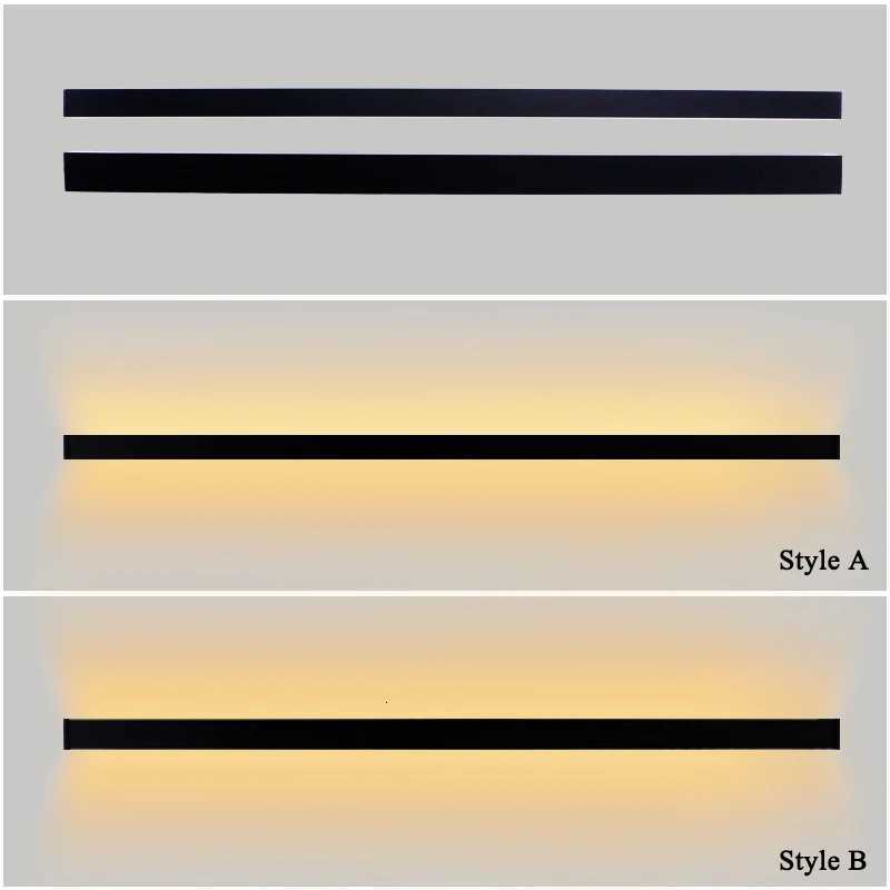 Modern Led Long strip Wall Light 3cm 4cm AC220V Bedside Living Room Background Corridor Stair Porch Black Aluminium Home Decor M251126
