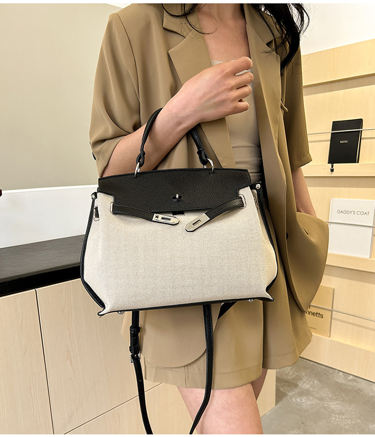 Fashion tote bag new women's bag trend large capacity contrasting color shoulder oblique span bag